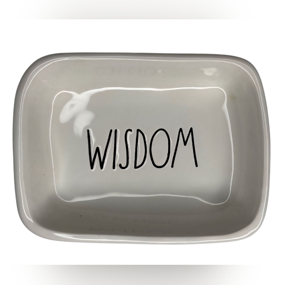 Rae Dunn Ceramic Tray with 'WISDOM' Text